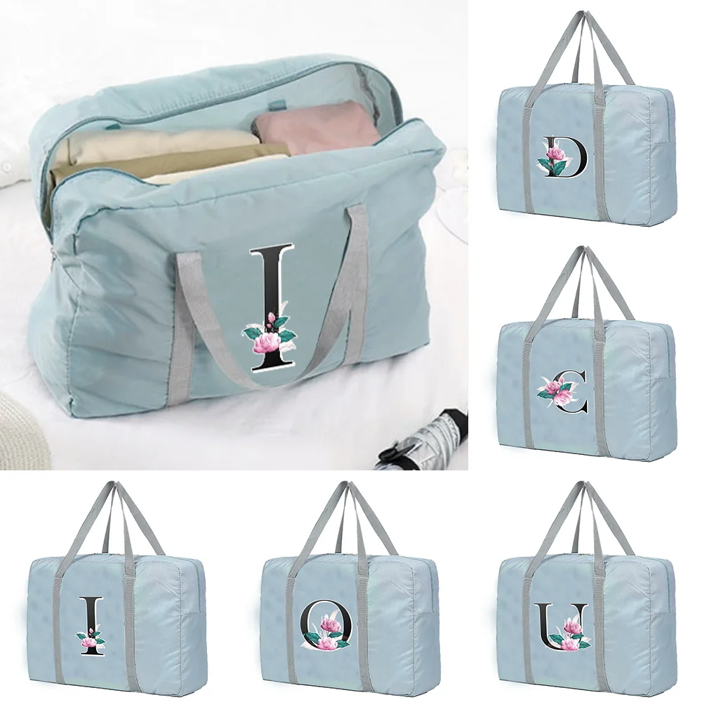 Large Capacity Travel Bag Unisex Organizers Luggage Handbags Clothes Storage Duffle Carry on Bags Whitemarble Lettern Series
