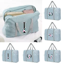 Unisex Grande Capacidade Travel Bag, Organizadores de Bagagem, Bolsas, Armazenamento de Roupas, Duffle, Carry on Bags, Whitemarble, Série, Lettern