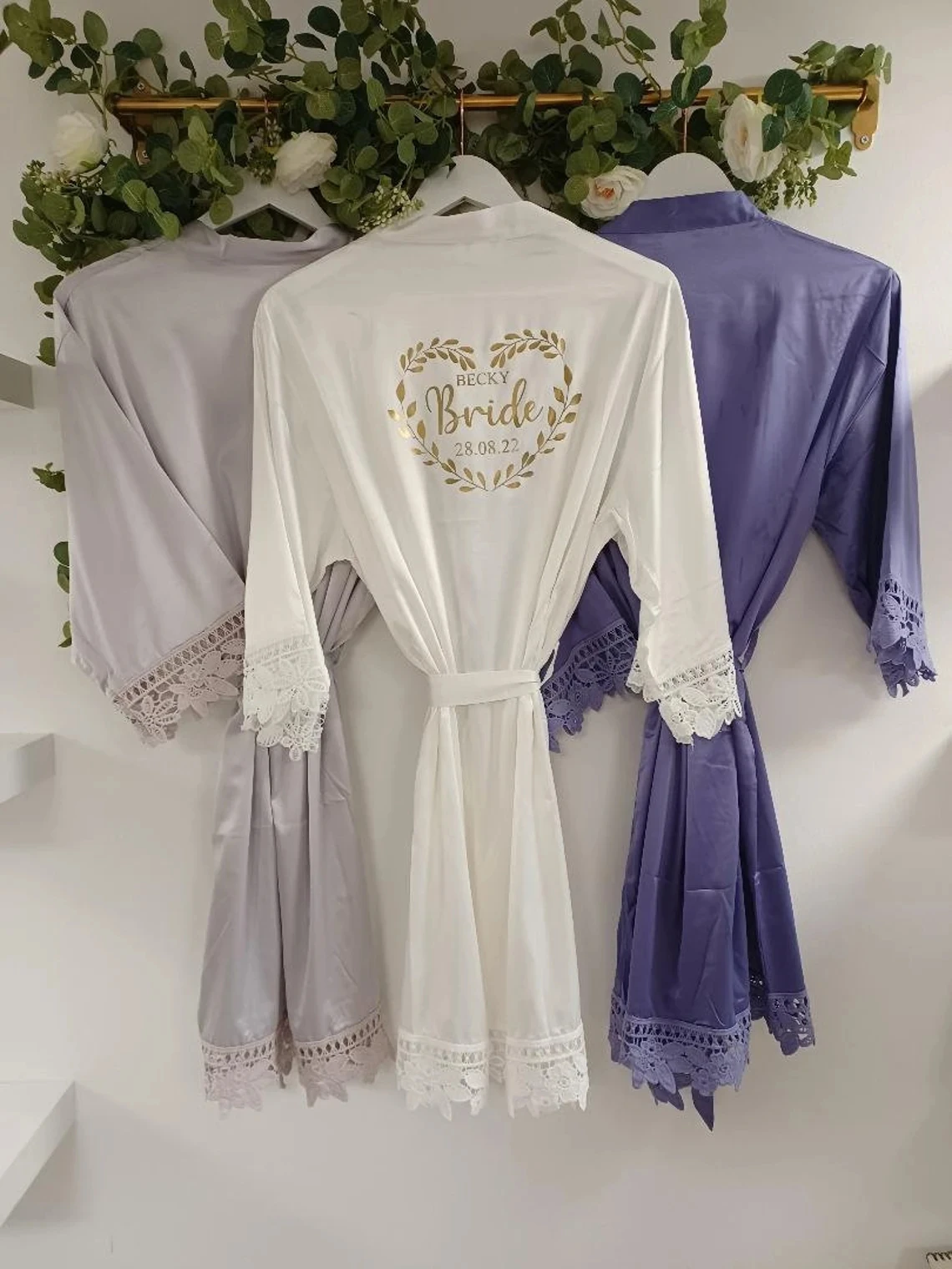 Personalised Bridesmaid Robes Bridesmaid Gifts Satin Bride Robe Lace Bridal Robes Wedding Party Bridal Robe Bride to Be Robes