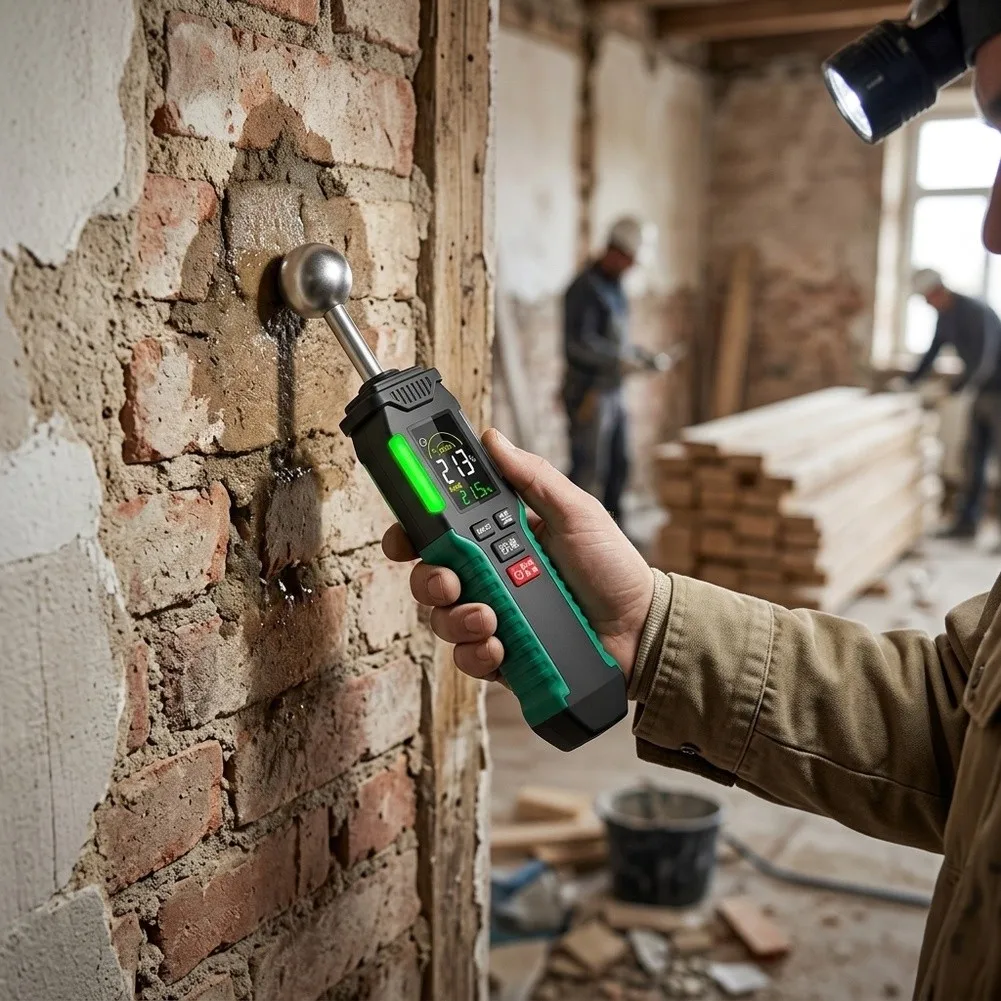 FY8870Pro Spherical Nondestructive Moisture Meter 0.1-52% Range For Wall Wood Concrete Humidity Detector With Backlit Display