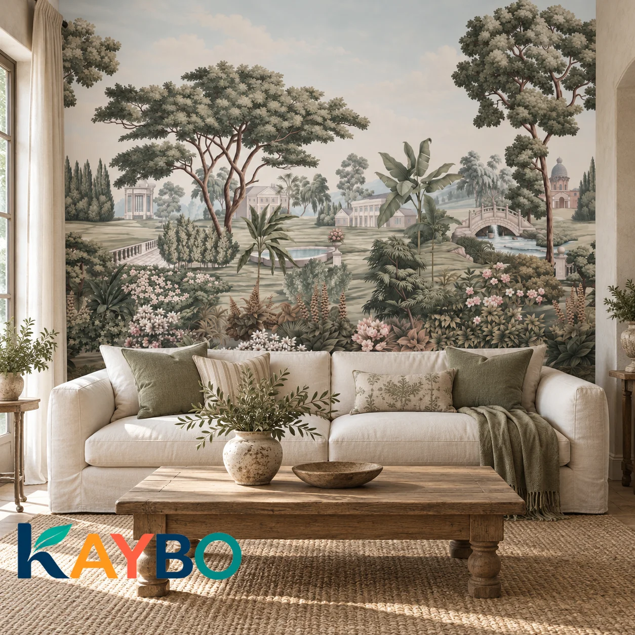 Vintage Garden Wallpaper Mural Non Self Adhesive Classical Landscape Botanical Wall Art Living Room Bedroom Decor Nature Scenery