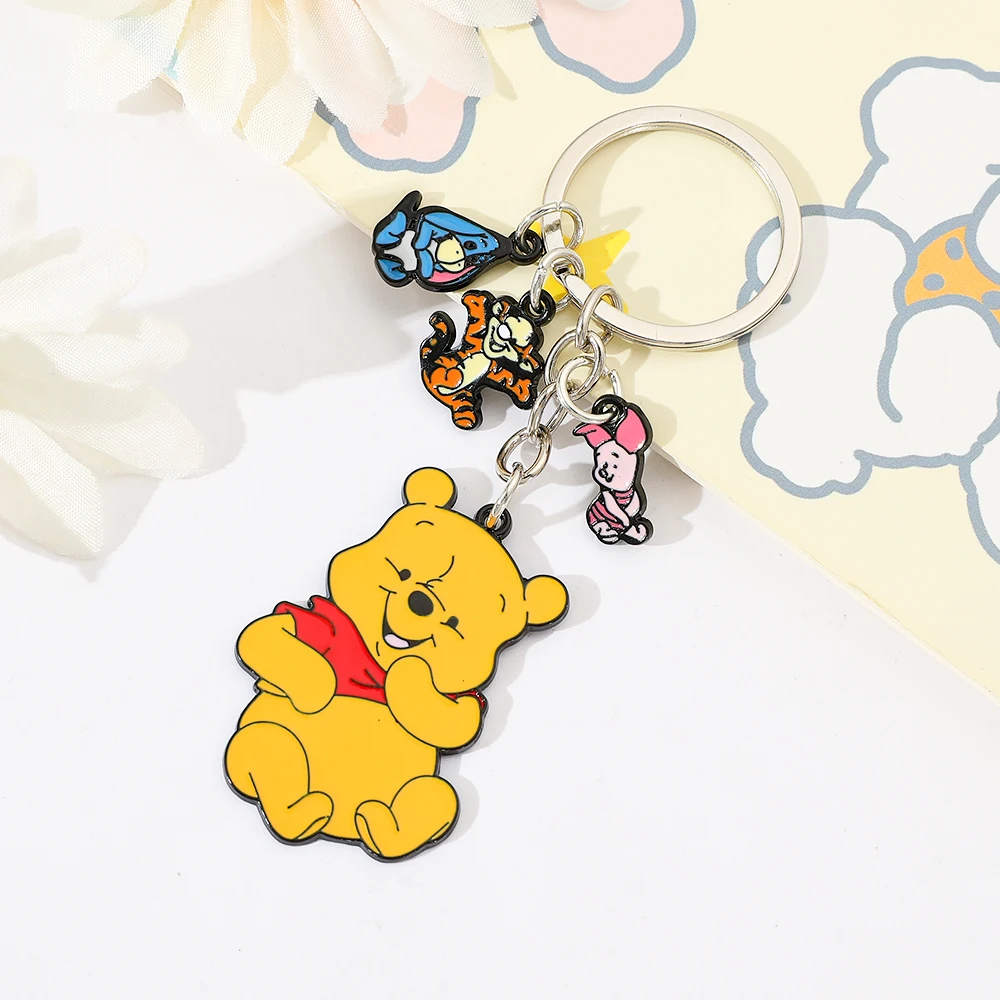 Disney pooh urso chaveiro bonito doce dos desenhos animados winnie chaveiro meninas mochila pingente jóias acessórios presente