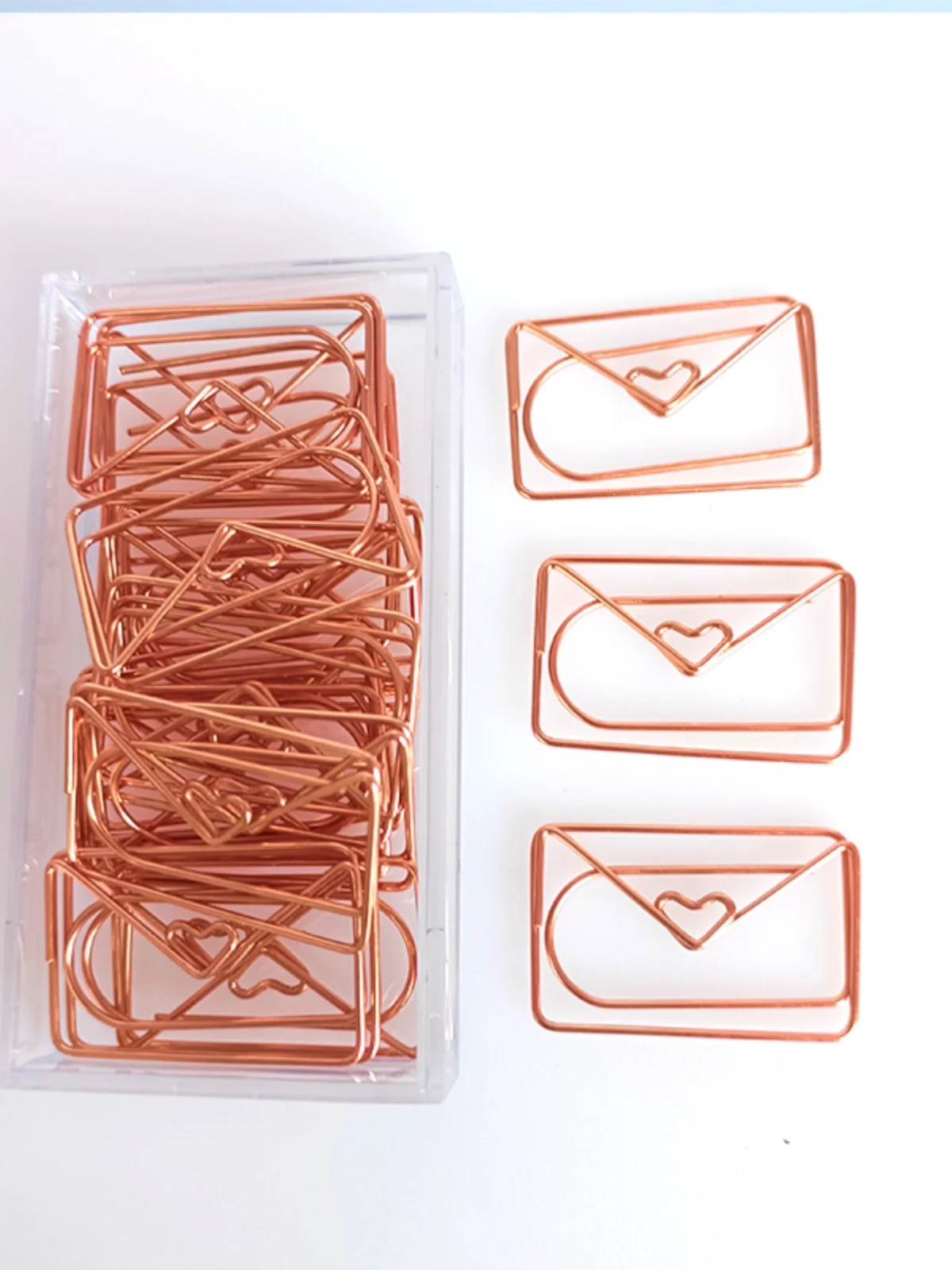 Rose Gold Heart Envelope Paper Clip Cute Bookmark Rose Gold Stationery Office Supplies Cute Paper Clips Office Table Accessories