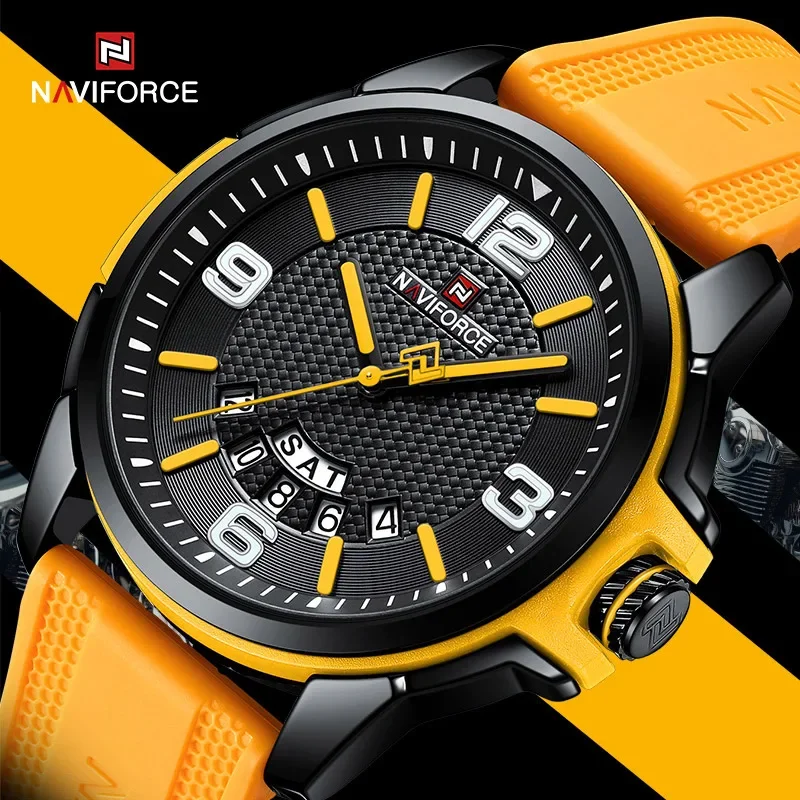 New NAVIFORCE Fashion Luxury Watch for Men Waterproof Auto Date Silicone Band Male Wristwatches Calendar Sport Luminous Clock