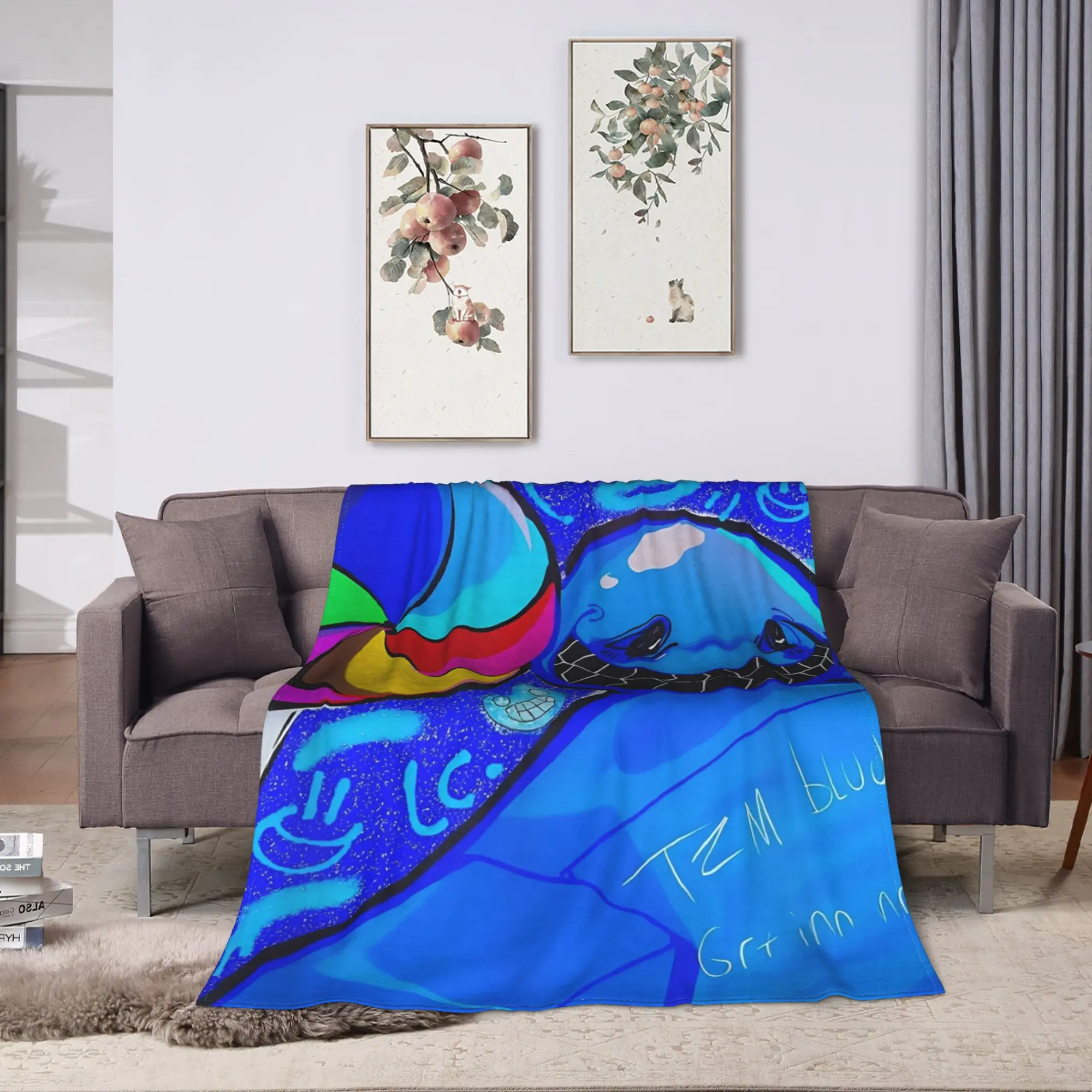 Vintage TEM Bluudude forsaken  Get in Now TEM Blue Dude Blankets Flannel Portable Warm Throw Blankets for Bed Office Bedspreads