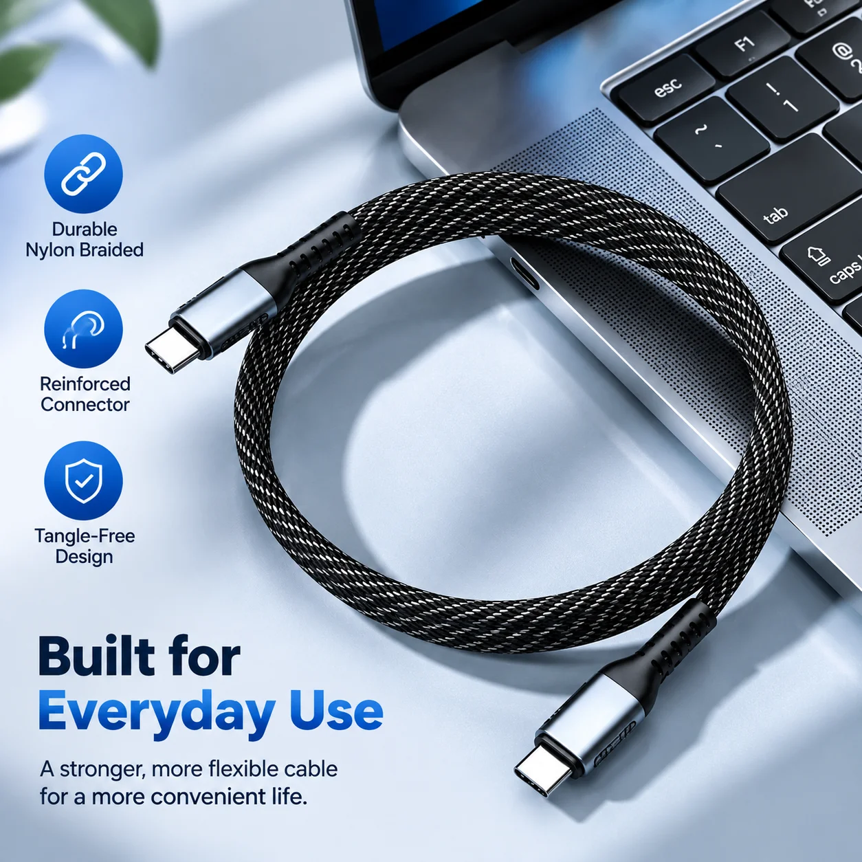 240W USB-C-auf-USB-C-Kabel PD Schnellladung, 5A E-Marker-Chip Nylon-Geflochtenes Typ-C-Ladekabel für iPhone 17 Xiaomi Laptop – Detail 6