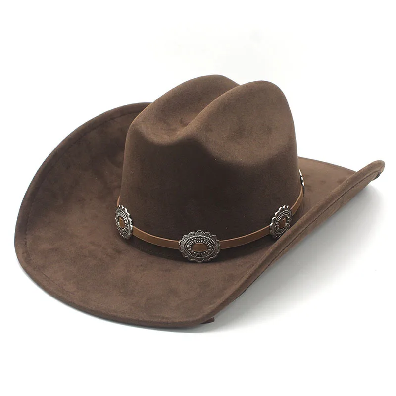 

Классическая европейская и американская большая ковбойская шляпа в западном стиле для мужчин и женщин, модная замшевая ковбойская шляпа-федора