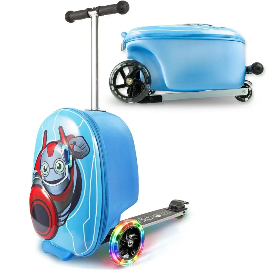 

Kids Suitcase Scooter Airline Approved Suitcase with Scooter Foldable with LED LightUp Wheels