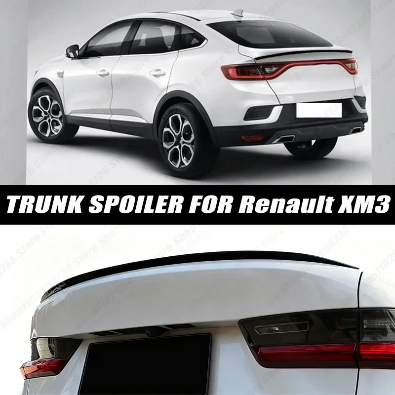 120CM Glossy Black Soft Rubber Universal Rear Trunk Spoiler 5D Carbon Look Tail Wing Fit For Renault XM3 Car Accessories