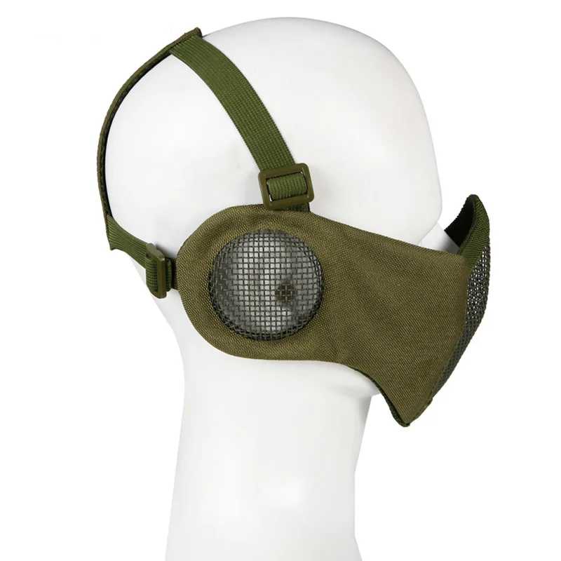 Airsoft Masks Paintball Wargame CS Foldable Half Face Low-carbon Steel Mesh Comfortable Ear Protective Mask Military Shooting