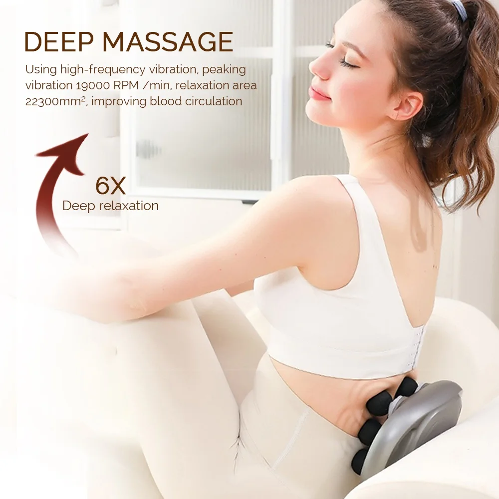 Fascia Gun Six-head High-Frequency Vibration Body Waist and Back Massager Shoulder Calf Masajeador Deep Full Body Relax Massager