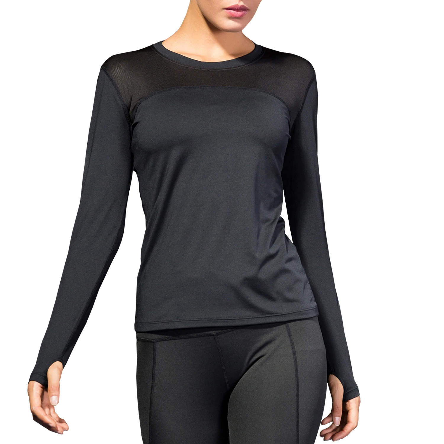 

Женский топ с длинным рукавом, рубашки для йоги, футболка для бега, тренировки, фитнес, тренажерный зал, спортивный топ, однотонная одежда для спортзала, топ с длинными рукавами