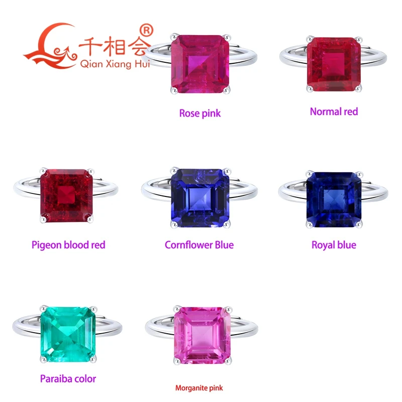 5.5ct 10 مللي متر شكل الحرمة 925 الفضة خاتم قابل للتعديل الوردي حمامة الدم الأحمر الذرة الأزرق مختبر روبي الياقوت و Paraiba اللون