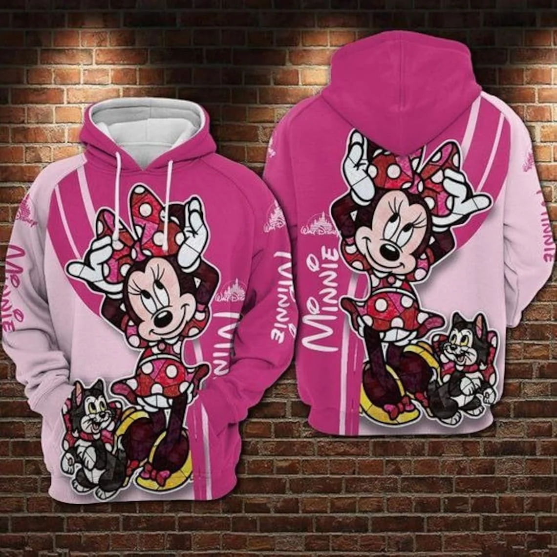 Disney Minnie Mouse 3D Print Hoodie Mens Womens Casual Sports Pullover Hoodie Disney Cartoon Zipper Hoodie Fashion Street Hoodie