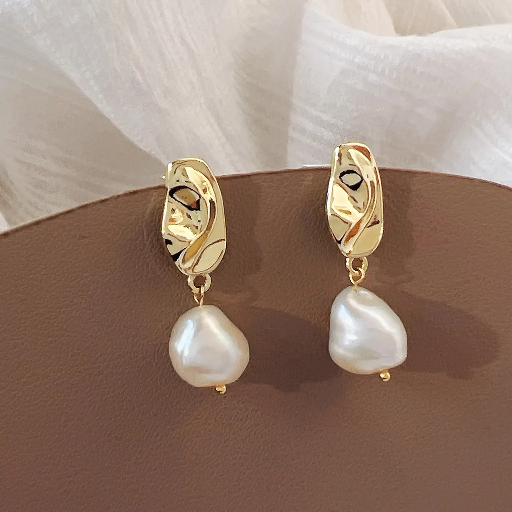 

New Arrival Natural Freshwater Baroque Pearl Trendy Water Drop 14K Gold Filled Female Tassels Stud Earrings Jewelry For Women