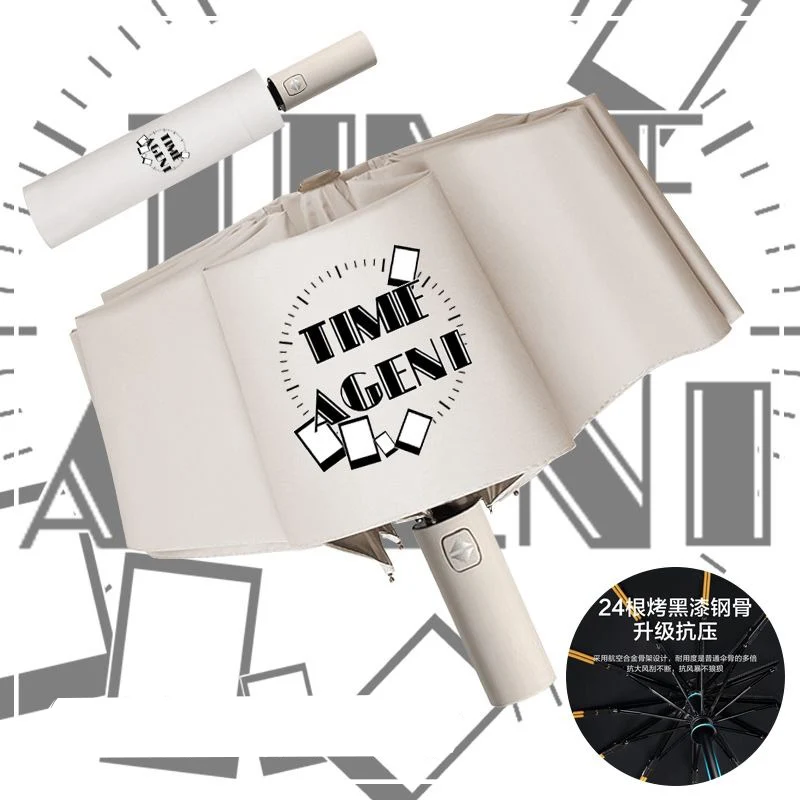 

Агент времени,12 рулонов, черно-белый, Shi Guang Dai Li Ren,Link Click, UF50+, аниме, ветрозащитный, с защитой от УФ-лучей, автоматический компактный зонт от дождя для женщин и мужчин