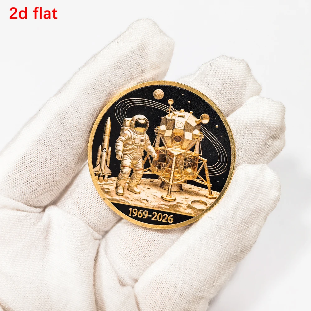1pc Astronaut Apollo Moon Landing Commemorative Coin 1969-2026 Rocket Lunar Challenge Coin Space Exploration Keepsake Gifts view 4