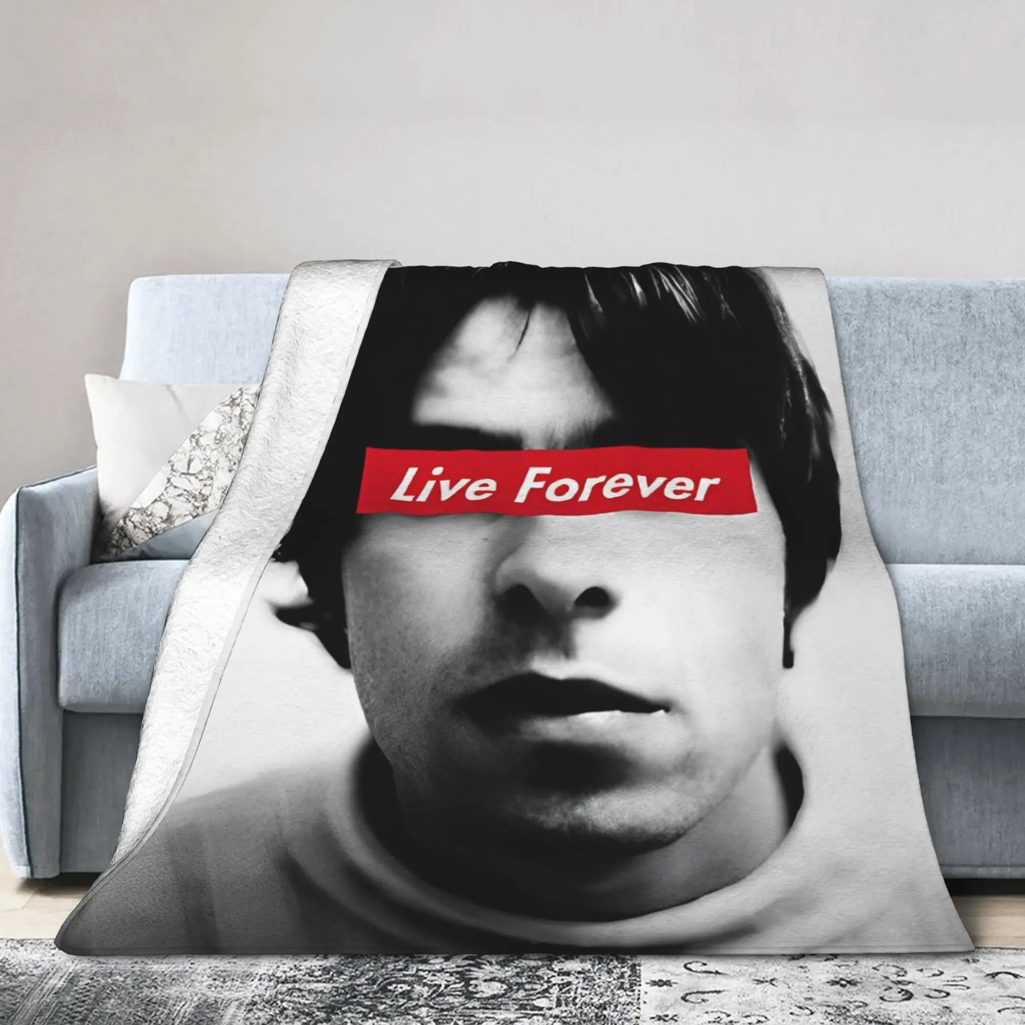 O-Oasis Live Forever Knitted Blanket  Fuzzy Throw Blankets Summer Air Conditioning Personalised Lightweight Bedspreads
