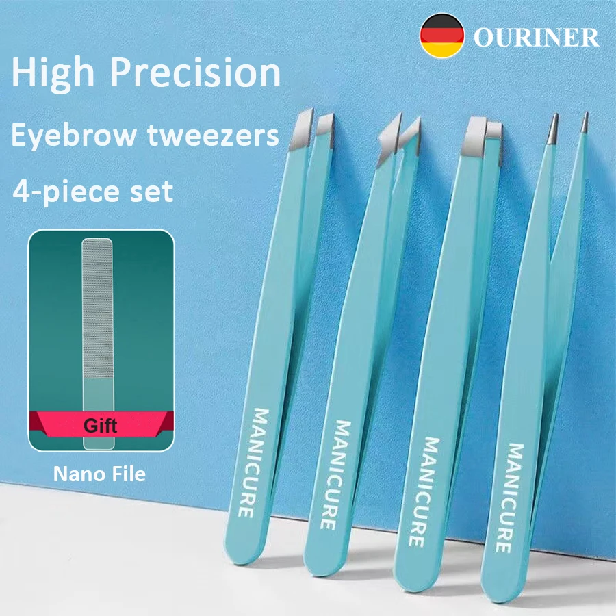 Augenbrauenpinzette, farbenfroh, für feine Haare, aus Edelstahl, schräg, zum Entfernen von Augenbrauenhaaren, Make-up-Tools