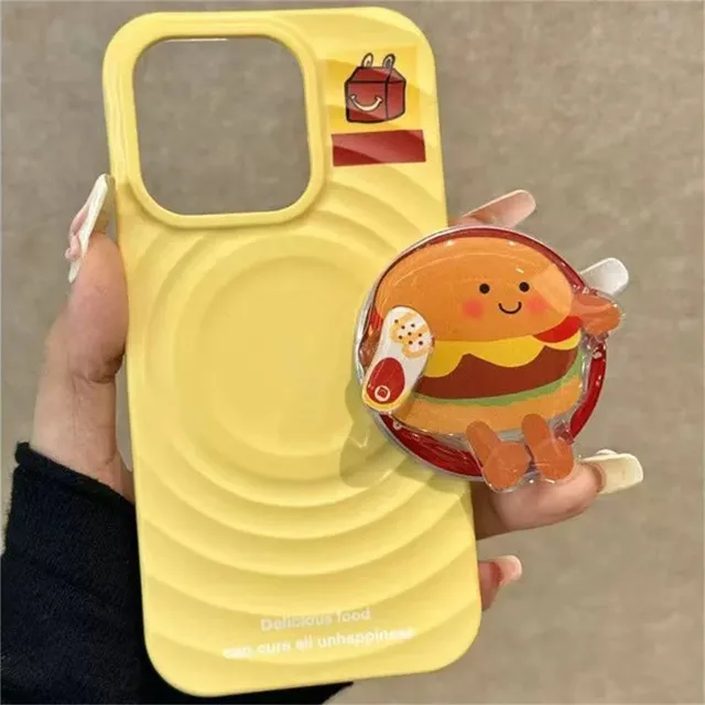 Niedliche lustige Hamburger Frites Rotation Magnethalter Telefonständer Grip Tok für iPhone 16 15 14 für Magsafe Universal-Telefonständer – Detail 5
