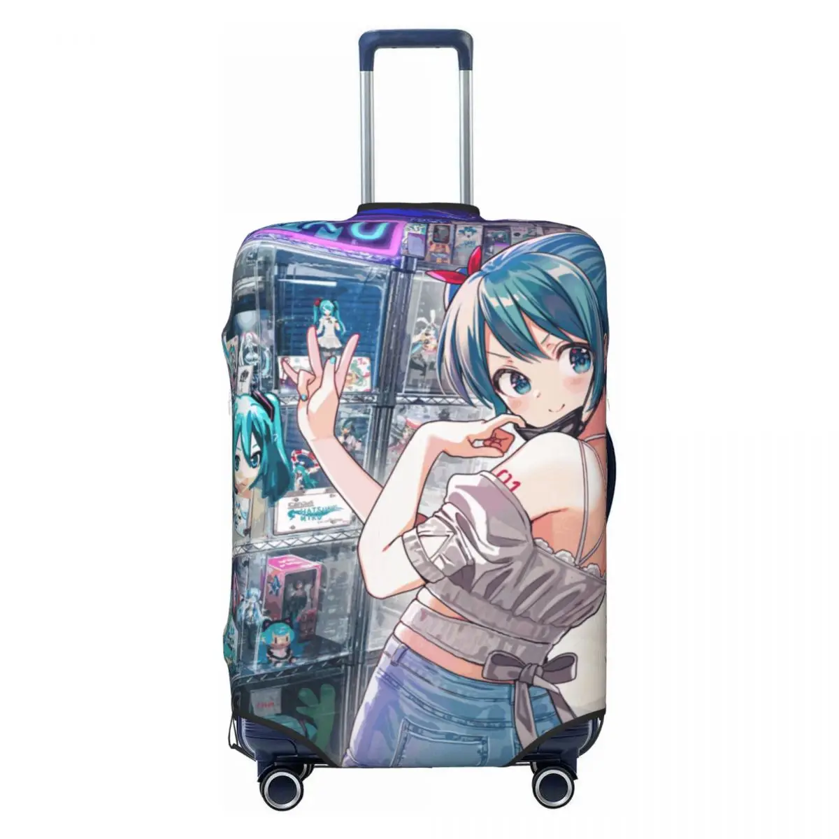 カスタム初音ミク-vocaloid-ロックアニメ荷物カバー弾性旅行スーツケース保護カバー-18-32-インチに適合