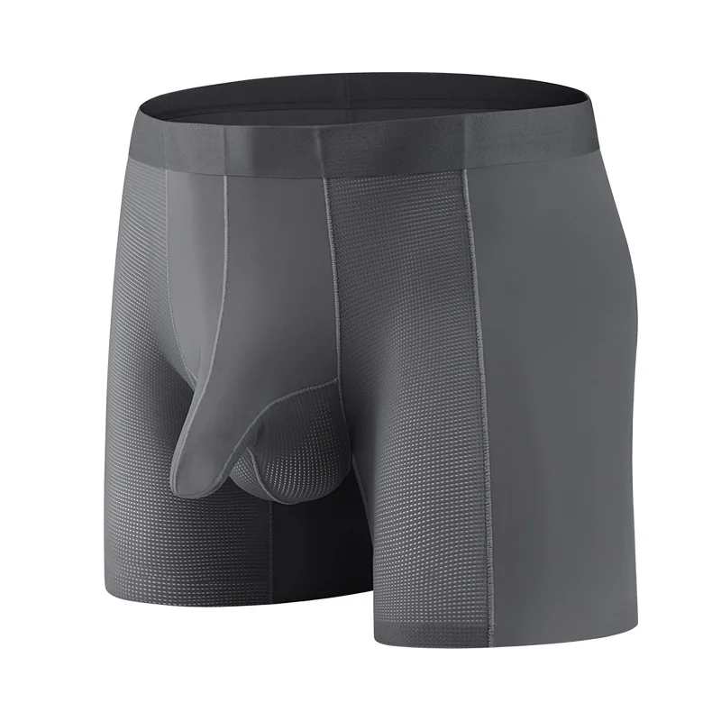 Boxer à jambes longues pour hommes, Ice InjSexy U Penis Powder, sous-vêtements de sport éléphant antarctique, culotte respirante, caleçon allongé