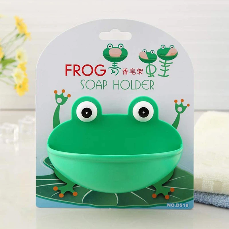 

Cartoon Cute Frog Soap Holder Sucker Wall Hanging Soap Dish Bathroom Drain Soap Box Self-adhesive