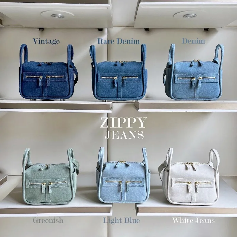 Women Denim Bag Cross Body Messenger Jeans Bag Hopo Shoulder Bag Patch Pocket Bag Desinger Bag Denim Hand Bag Zippy Jeans