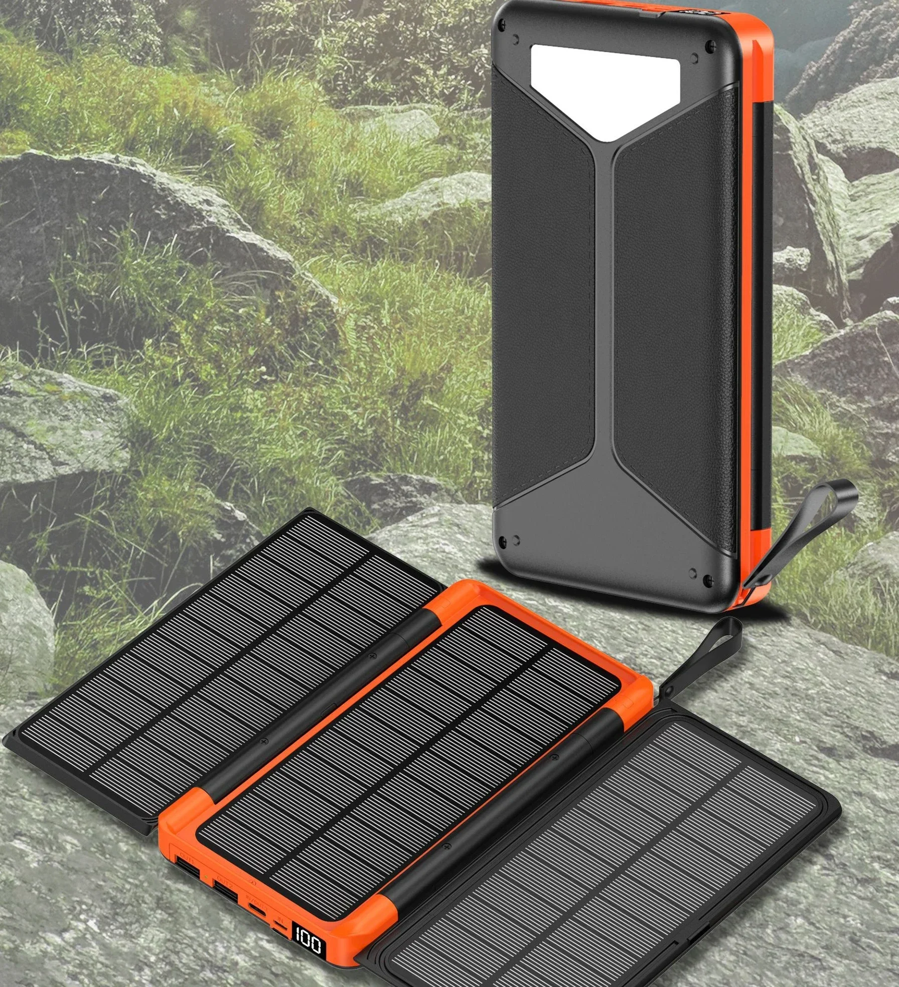 Solar Panel Power Bank 20000mAh Wireless Charging Powerbank External Battery Charger For iPhone Samsung Huawei Xiaomi Poverbank