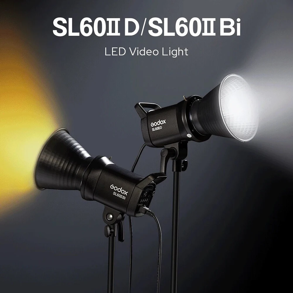 2pcs Godox SL60IIBi 2800-6500K/ SL60IID 5600K COB LED Video Light + 60x90cm Softbox +2.8m Stand APP Control Continuous Light Kit