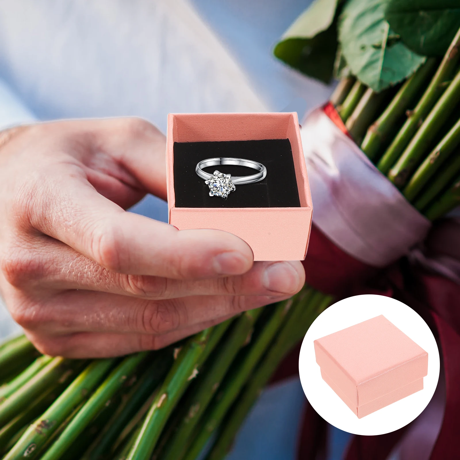 

32Pcs Multi-Functional Jewelry Box Pink Organizer Travel Storage Case Organizer Lid Cardboard Mini Earring Necklace Holder