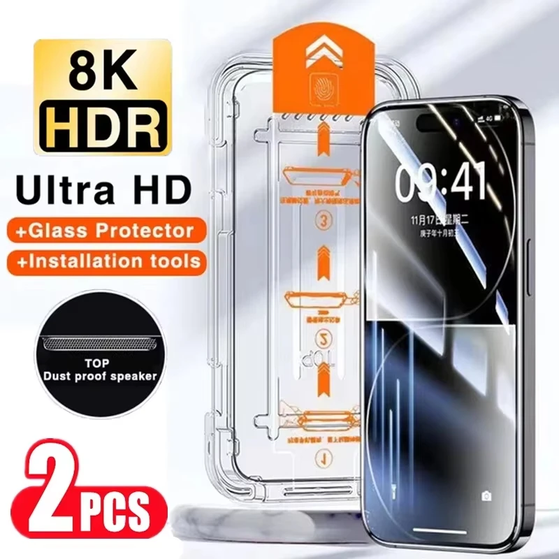 

2Pcs Dust Free Proetctive Glass HD Screen Protector For Xiaomi Redmi Note 13 12 11 10 9 8 7 Pro 5G 11S 12S 10S 14C 12C 13C Film