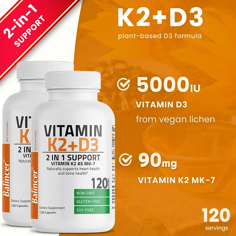 Vitamin D3 K2 2-in-1 Support To Naturally Support Heart Health and Bone Health