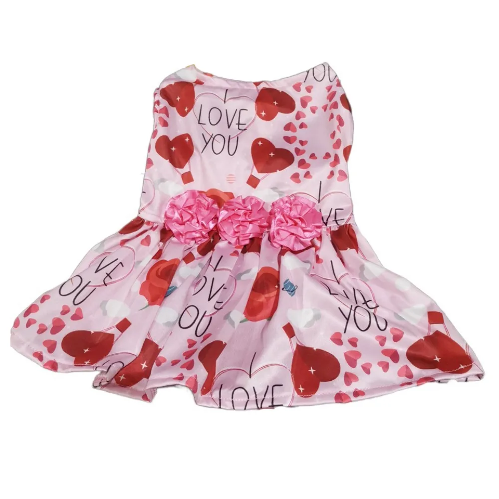 

Dog Print Dress Cute Dog Princess Dress Breathable Soft Pet Skirt Red Rose Dog Sleeveless Dress Spring