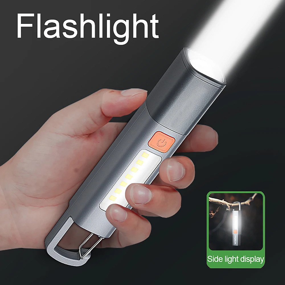 LED Torch Light 300 Lumens Built-in 800mAh Rechargeable Battery Portable Flashlight Waterproof Adjustable Zoom Work Light