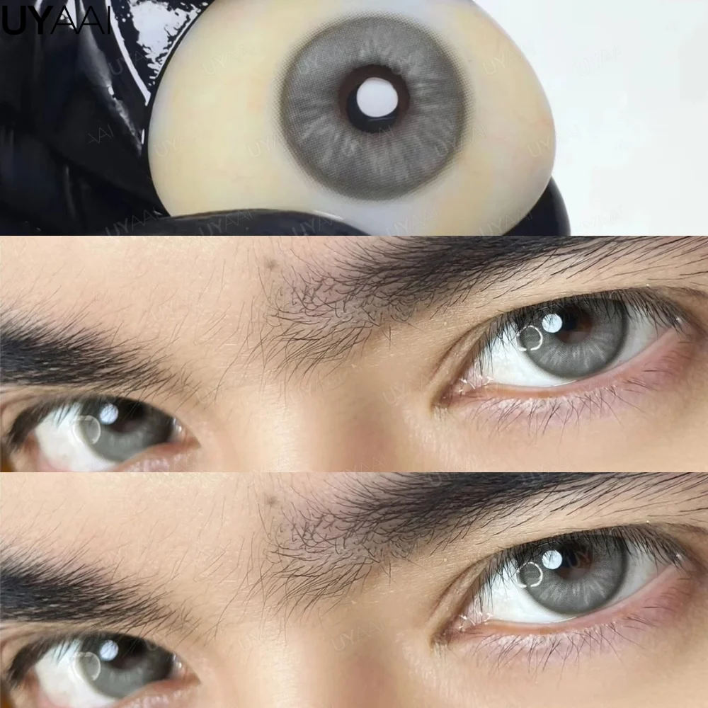UYAAI 1 Paar blau gefärbte Linsen, schöne grüne Augenfarblinsen, graue Linsen, koreanische Linsen, natürliche braune Linsen, Make-up-grüne Linsen – Detail 19
