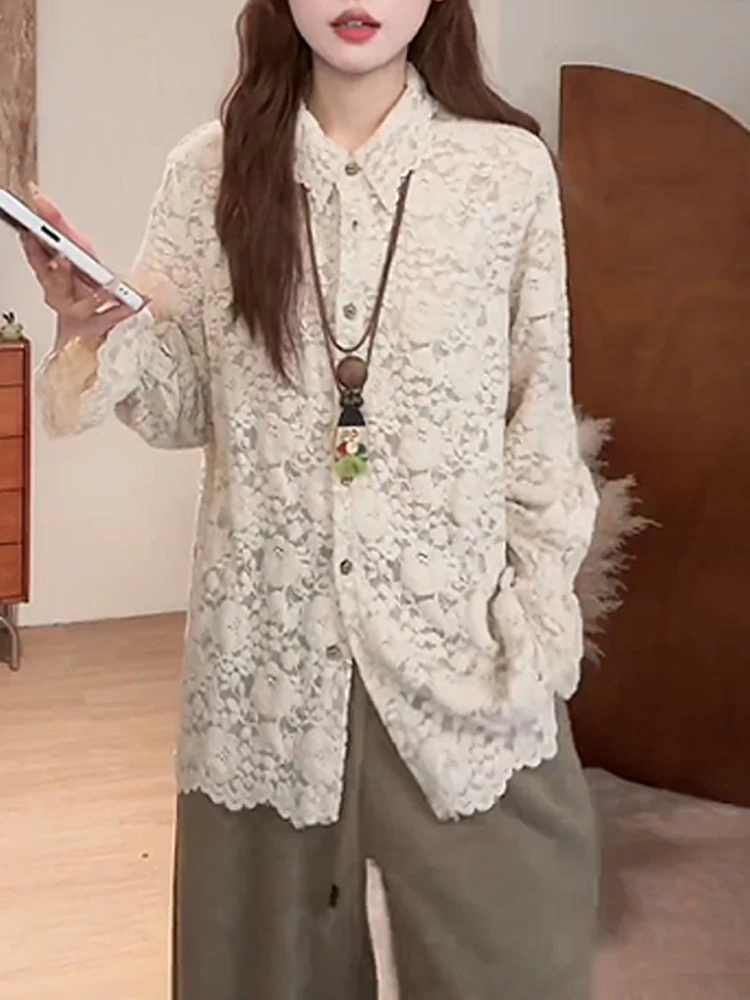 

Женская свободная рубашка с воротником и длинными рукавами, модная, универсальная, стройнящая верхняя одежда для повседневной носки, осенняя новинка в корейском стиле