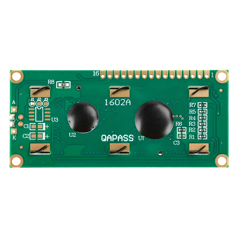 Módulo de exibição 1602LCD 5V Tela verde 16x2 caracteres caracteres pretos Placa de exibição LCD Adaptador IIC/I2C para Arduino