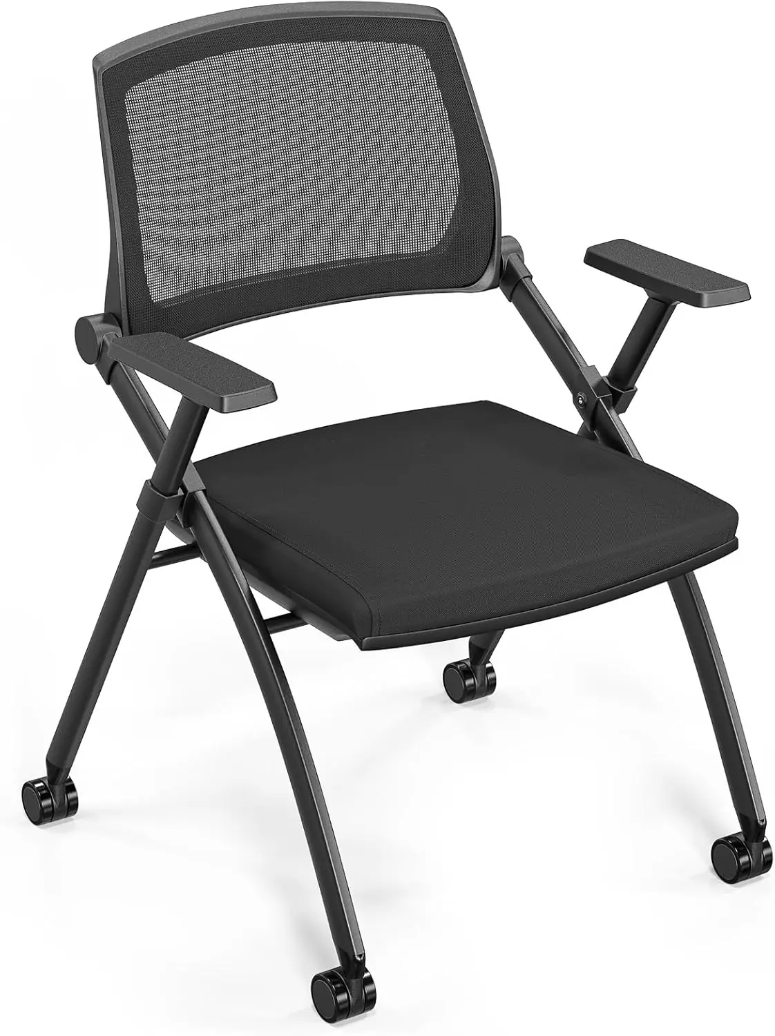 1 Pack Stackable Conference Room Chairs with Wheels, Folding Office Chair with Rebound Back, Padded Seat for Training Roo