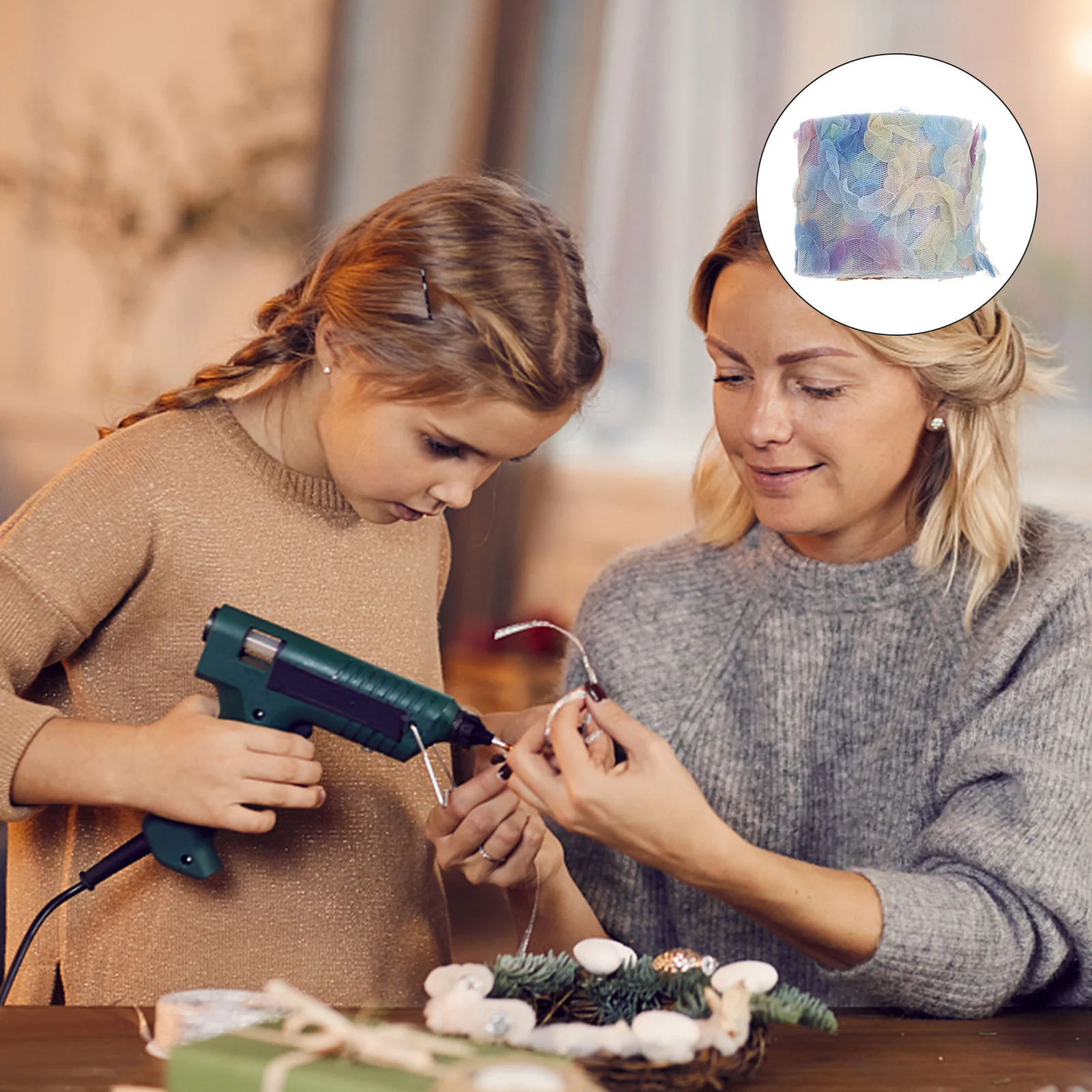 

1 Roll Floral Gauze Ribbon 10M Lightweight Durable Diy Crafts Ribbon For Bow Making Hairpin Headwear Sewing Accessory