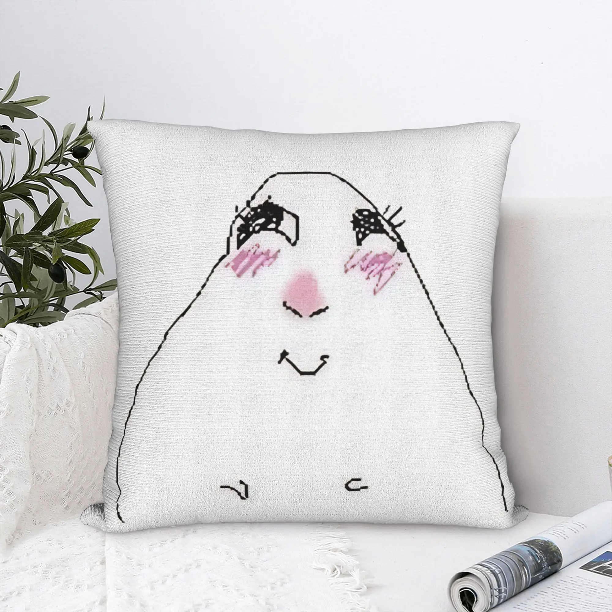 silly Hamster Meme blushing  Square Pillowcases Polyester Home  Cushion Cover Creative Home Decoration Pillow Cover 40*40