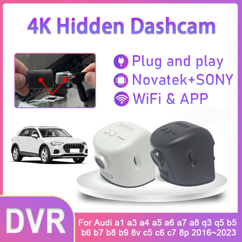 

4K UHD 2160P Dash Cam Wifi Car DVR Driving Recorder For Audi a1 a3 a4 a5 a6 a7 a8 q3 q5 b5 b6 b7 b8 b9 8v c5 c6 c7 8p 2016~2023