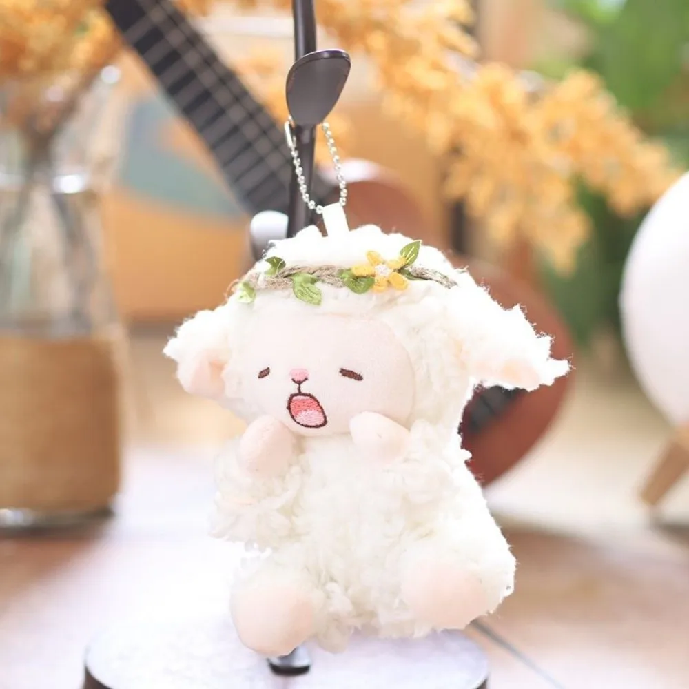 Wreath Flower Mini Sheep Plush Keychain Cartoon Lamb Sheep Plush Pendant Soft Sheep Soft Lamb Doll Ornament - view 4