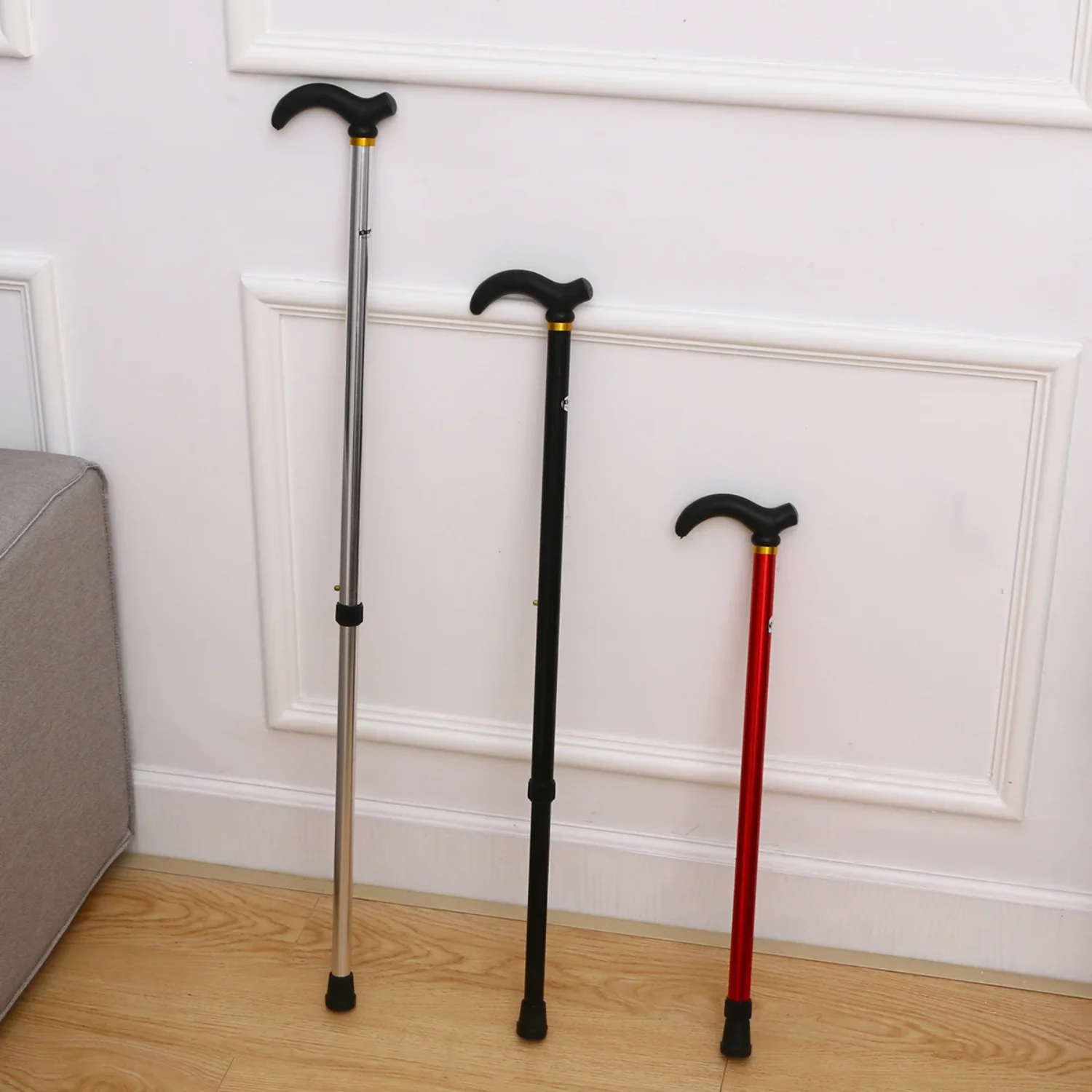 Walking Cane Stick Adjustable Canes 2 Section Folding Collapsible Sticks Aluminum Alloy Seniors Poles Elderly Hiking Trekking