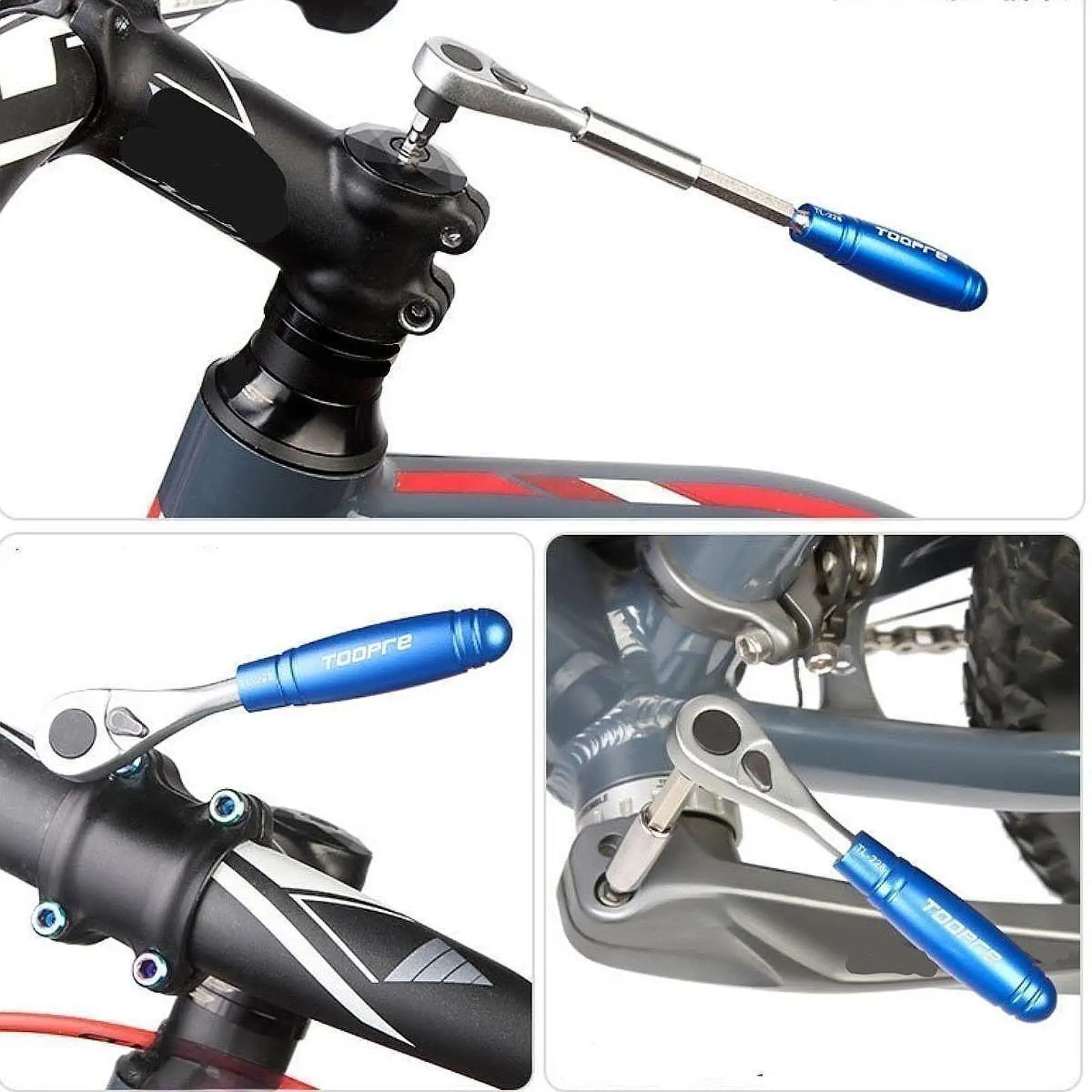 

Ключ с храповым механизмом и 10-битным многофункциональным инструментом для ремонта велосипеда