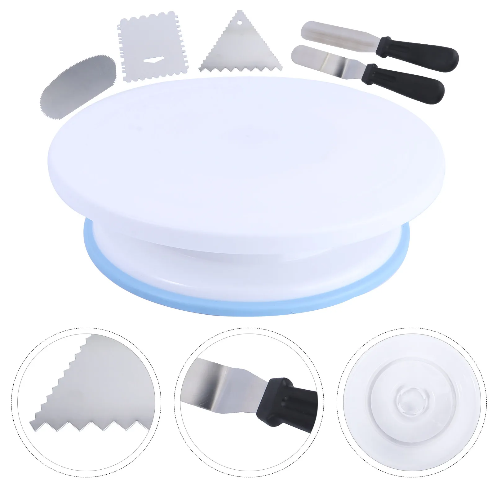 

1Set Cake Scraper Set with 360 Rotation Turntable Professional Baking Tools for Cake Decorating Spreader DIY Baking