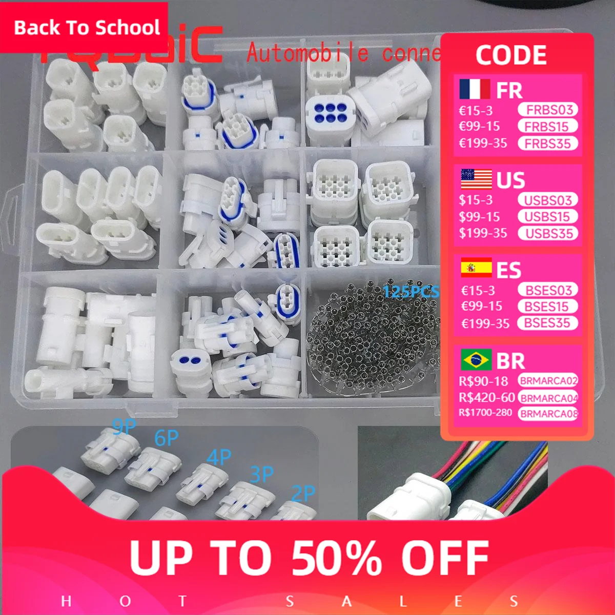 2P, 3P, 4P, 6P, 9P. Spina e presa per connettore impermeabile da 1,8 mm con cavo, JST, JWPF, connettori automobilistici