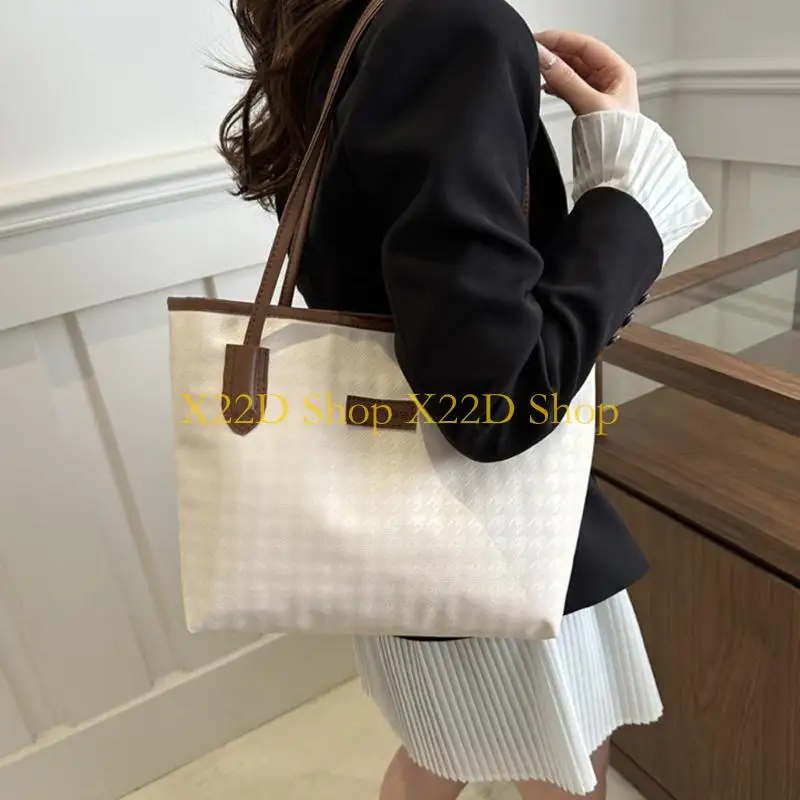 

X22D Houndstooth Hand Bag For Women Large Capacity Waterproof PU Leather Shoulder Bag
