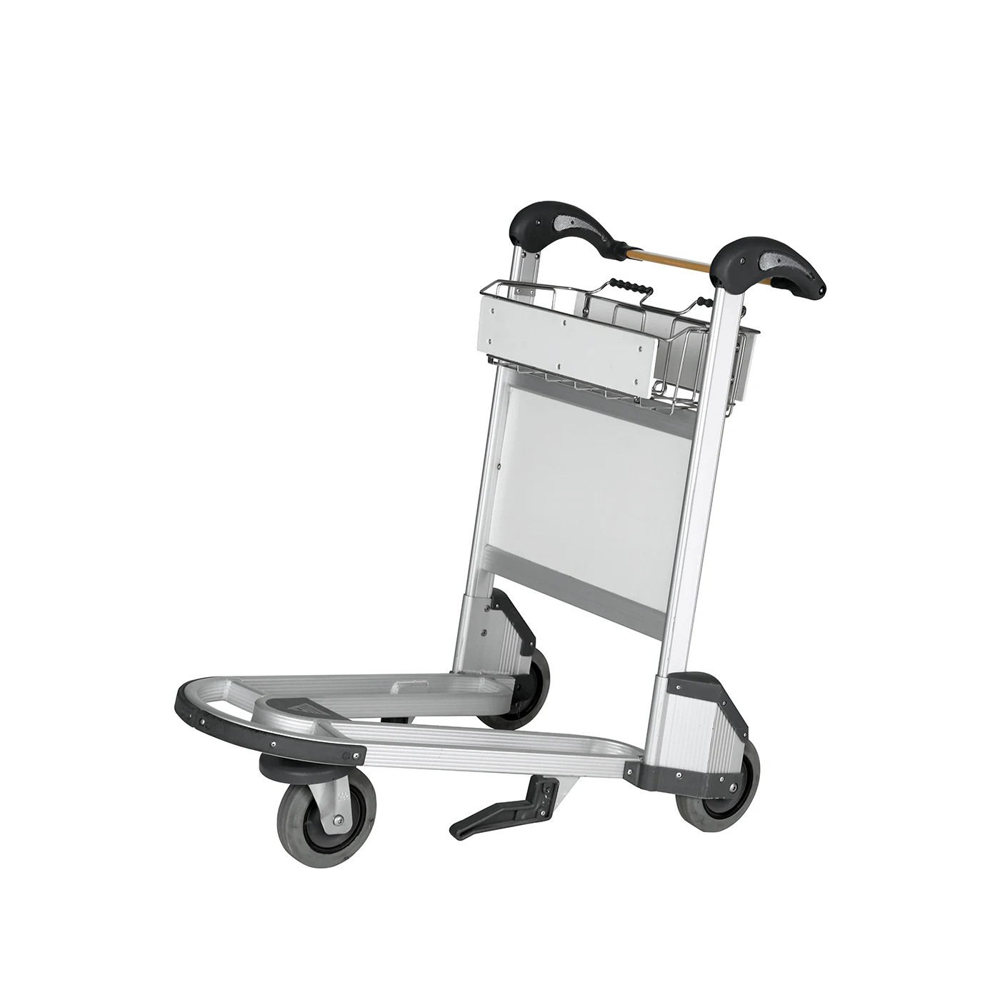 Four-wheel Aluminum Alloy Airport Luggage Trolley With Handbrake, Durable Trolley And Handcart