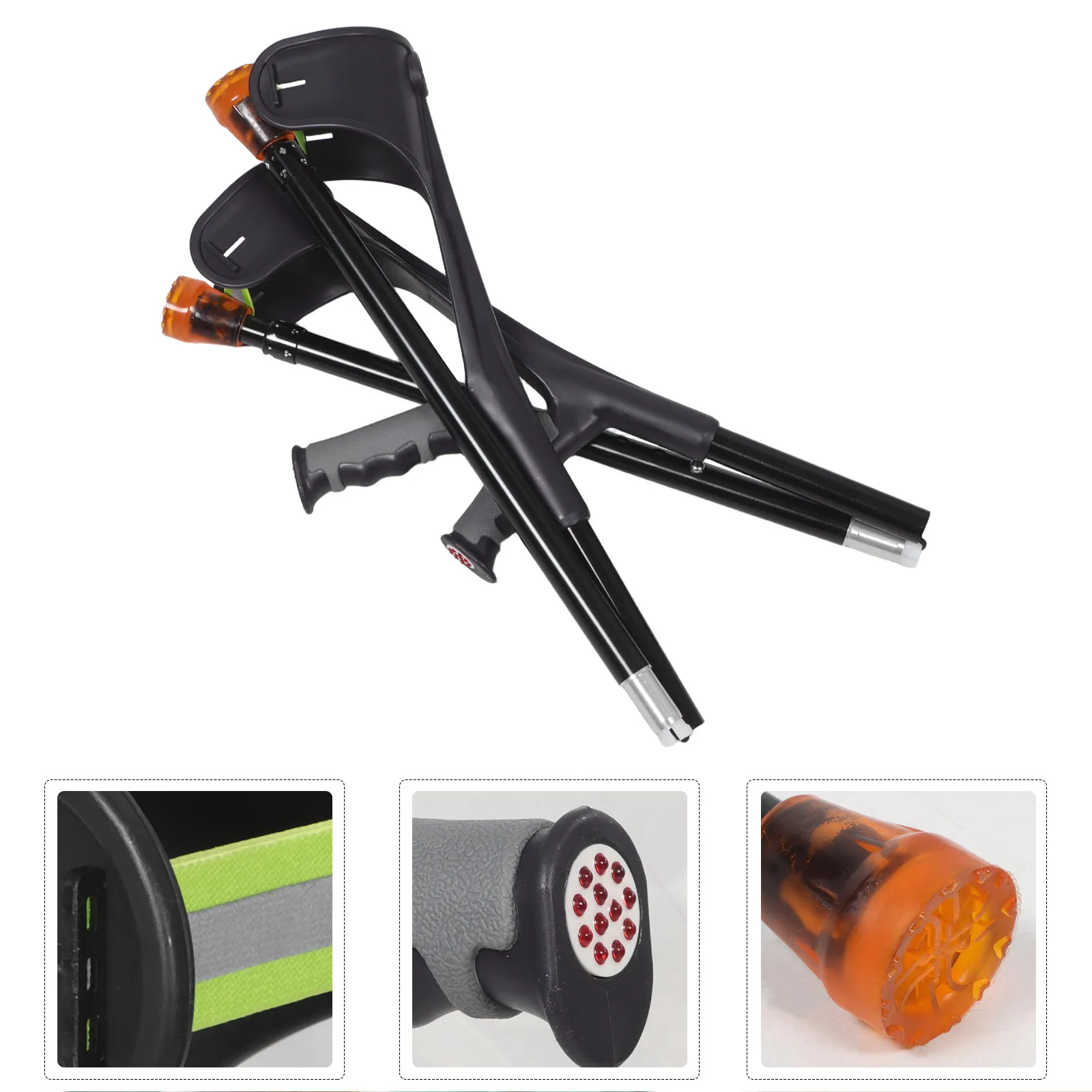 

1Pair Forearm Crutches Foldable Adjustable Height Lightweight Ergonomic Grip Crutches for Adults Travel Rehabilitation Recovery